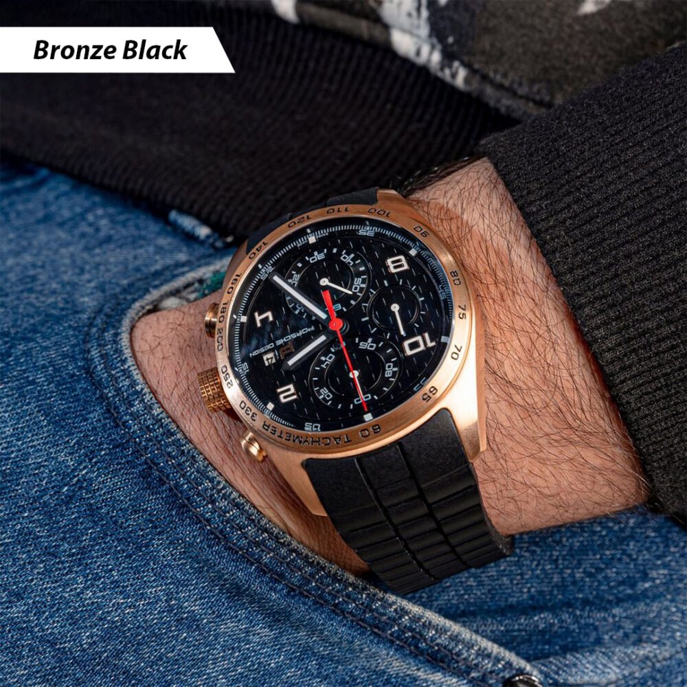 بورش Men's Stainless Steel Chronograph Sports Watch with Rubber Strap - P6620 - Image 7
