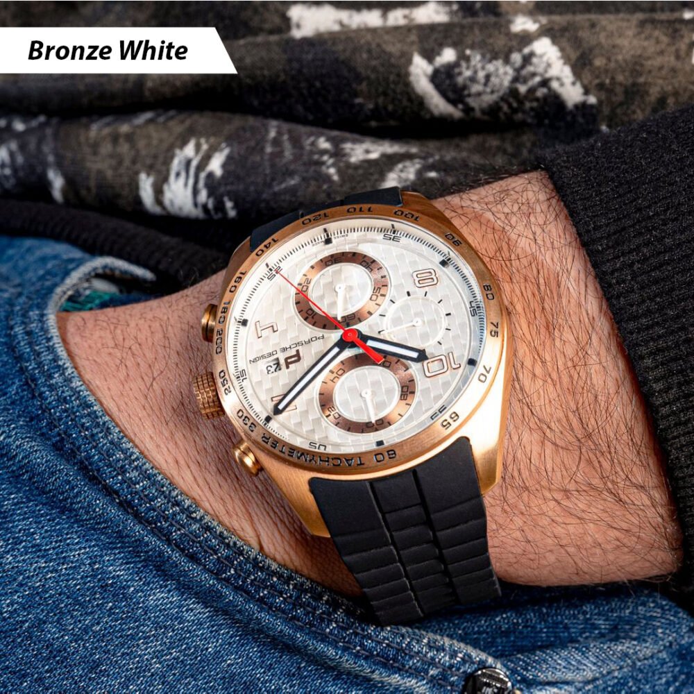 بورش Men's Stainless Steel Chronograph Sports Watch with Rubber Strap - P6620 - Image 6