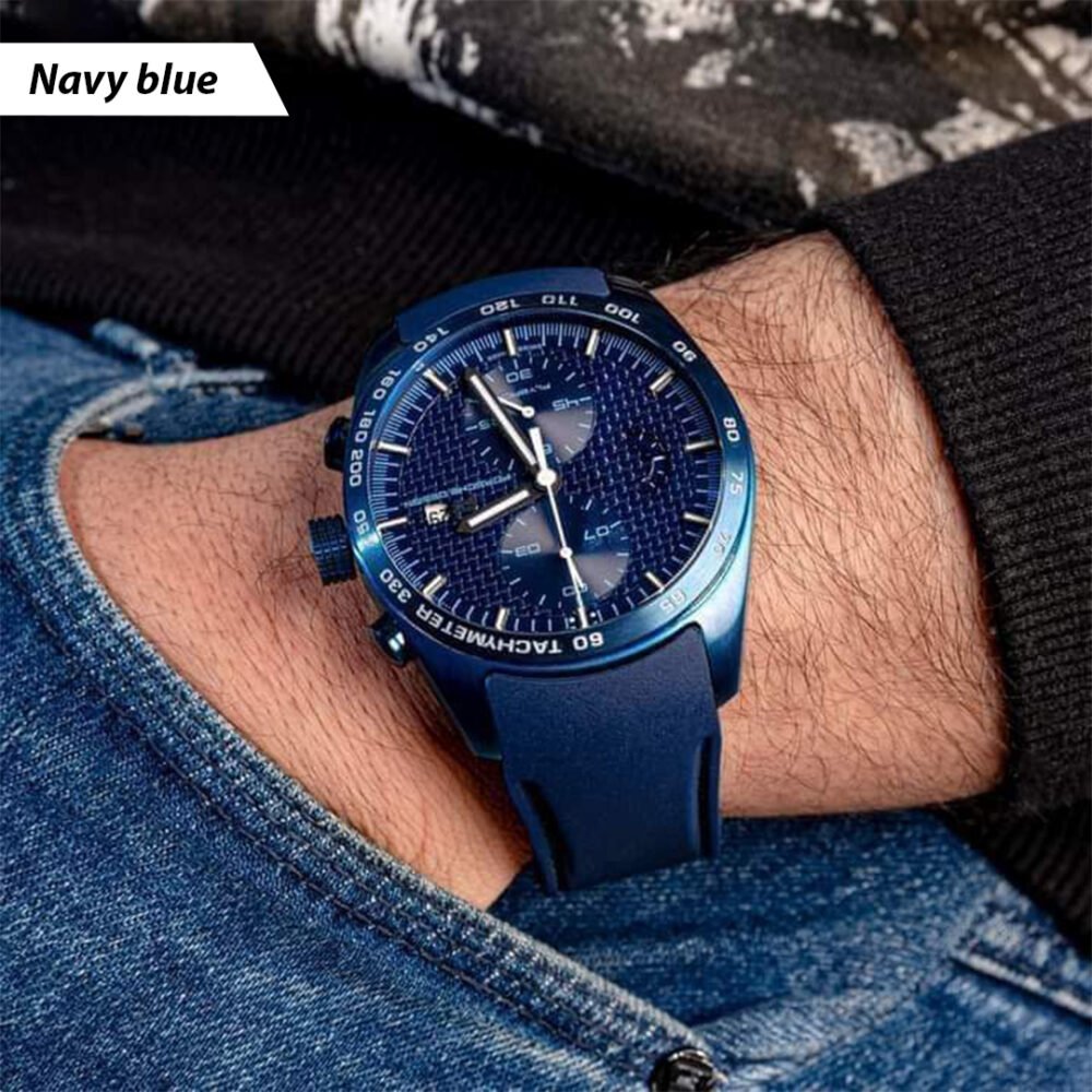 بورش Men's Stainless Steel Chronograph Sports Watch with Rubber Strap - P6620 - Image 5