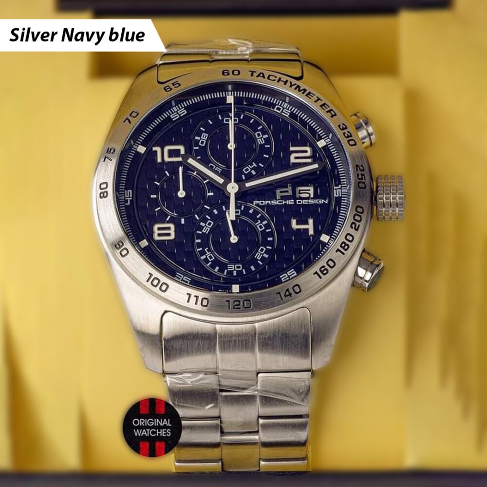 بورش Men's Stainless Steel Chronograph Sports Watch with Rubber Strap - P6620 - Image 3